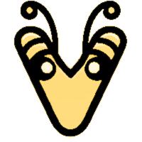 Logo of letter V with bug antennae